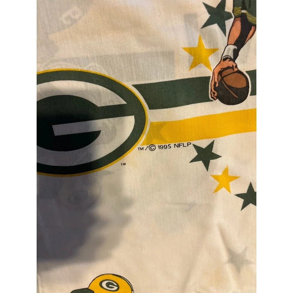 Vintage 1995 Bibb Company Macon Georgia NFL Green Bay Packers Twin Flat Sheet